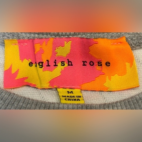 NWT Revolve English Rose Quilted Gray & Orange Sweatshirt, Soft Cotton/Poly, M - Picture 10 of 13